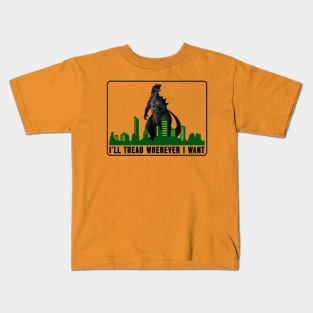 Funny Godzilla-Don't Tread on Me Parody Kids T-Shirt